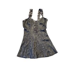 Erika Taylor Intimates Black Damask Sleeveless Nightie sleep dress gown women S